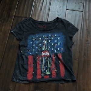 Coca-Cola black T-shirt with holes on front